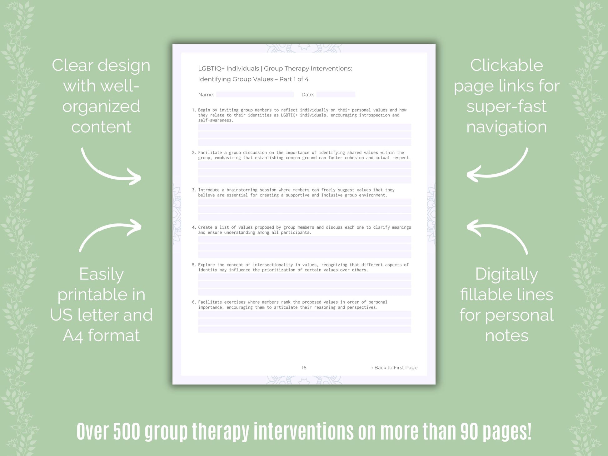 LGBTIQ+ Individuals Group Therapy Counseling Templates