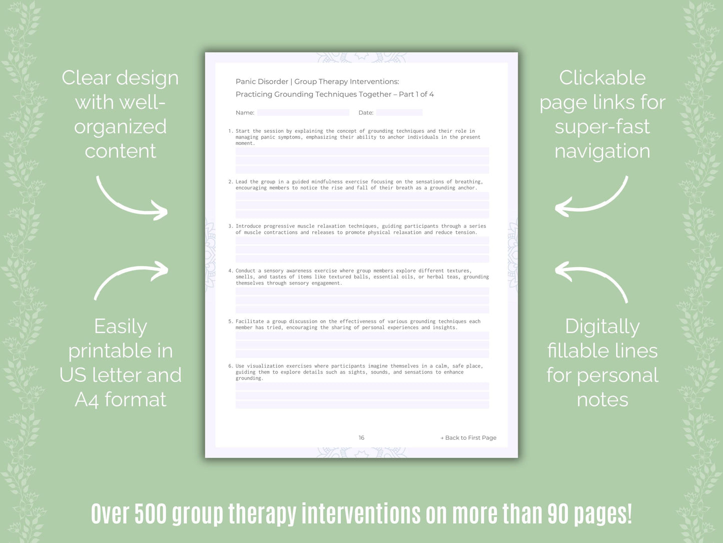 Panic Disorder Group Therapy Counseling Templates