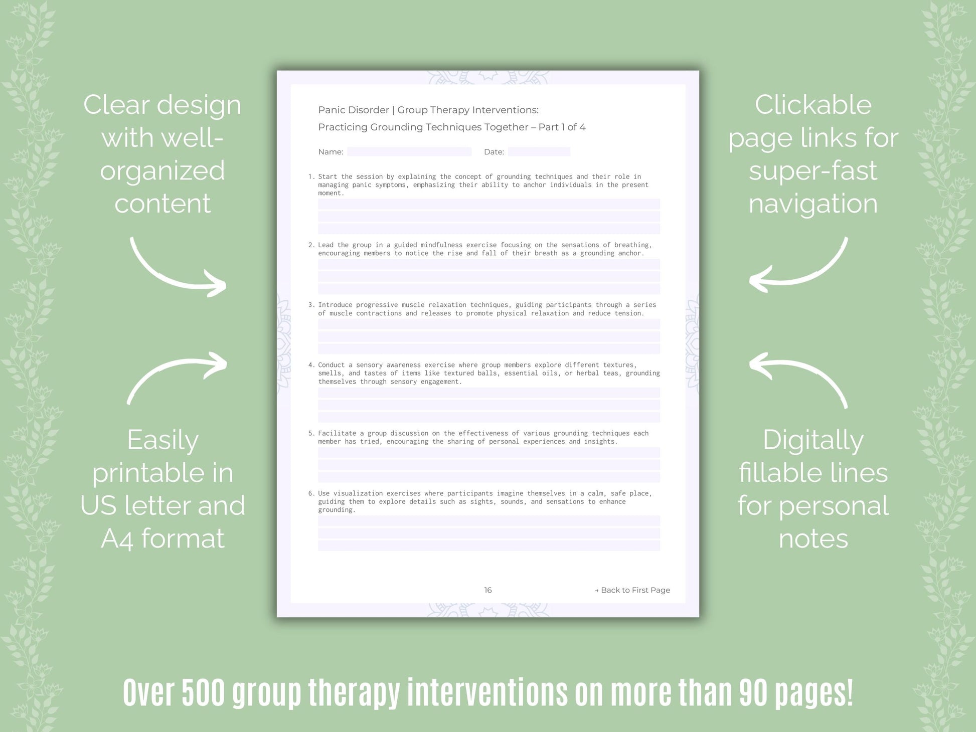 Panic Disorder Group Therapy Counseling Templates