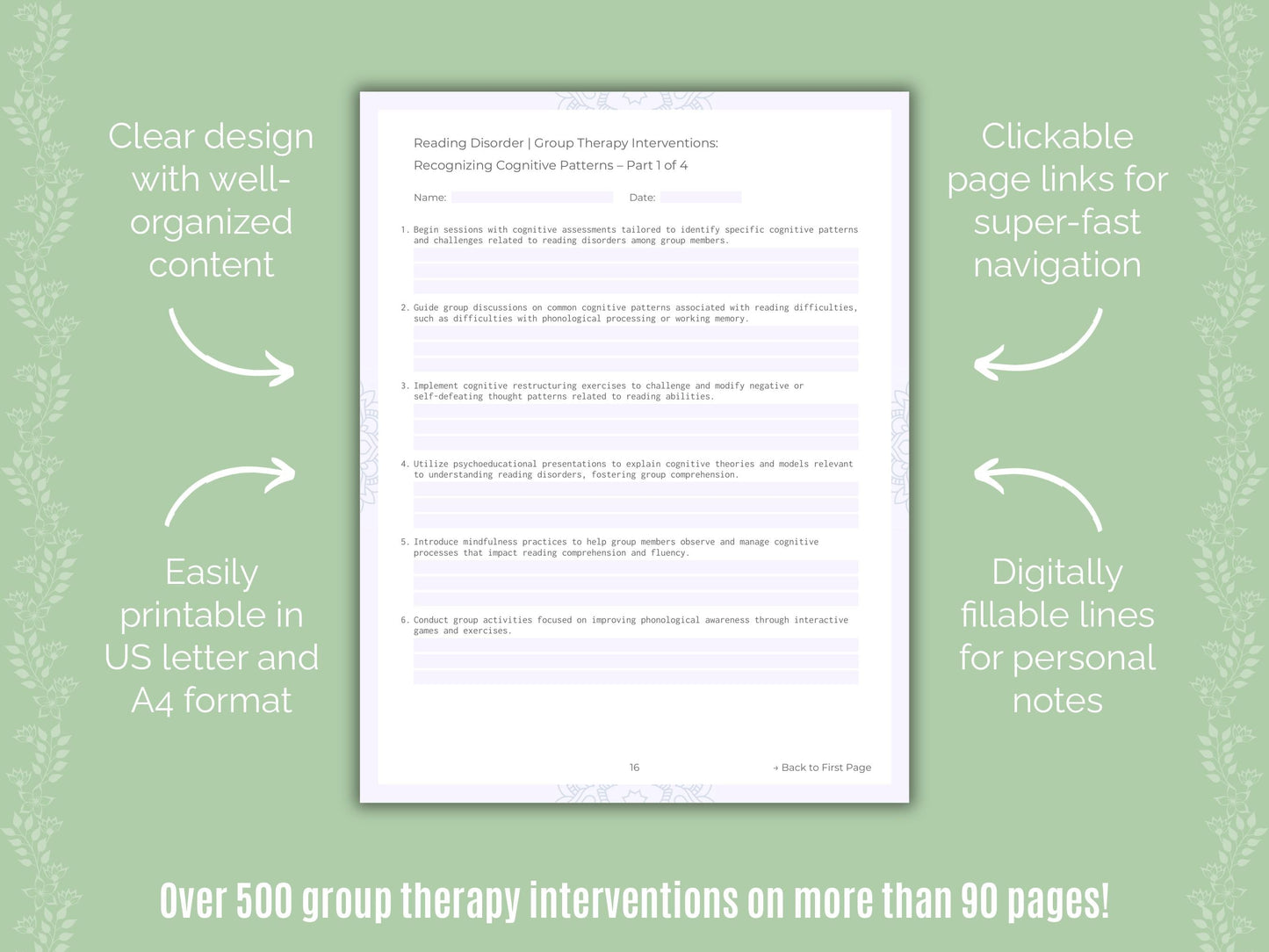 Reading Disorder Group Therapy Counseling Templates