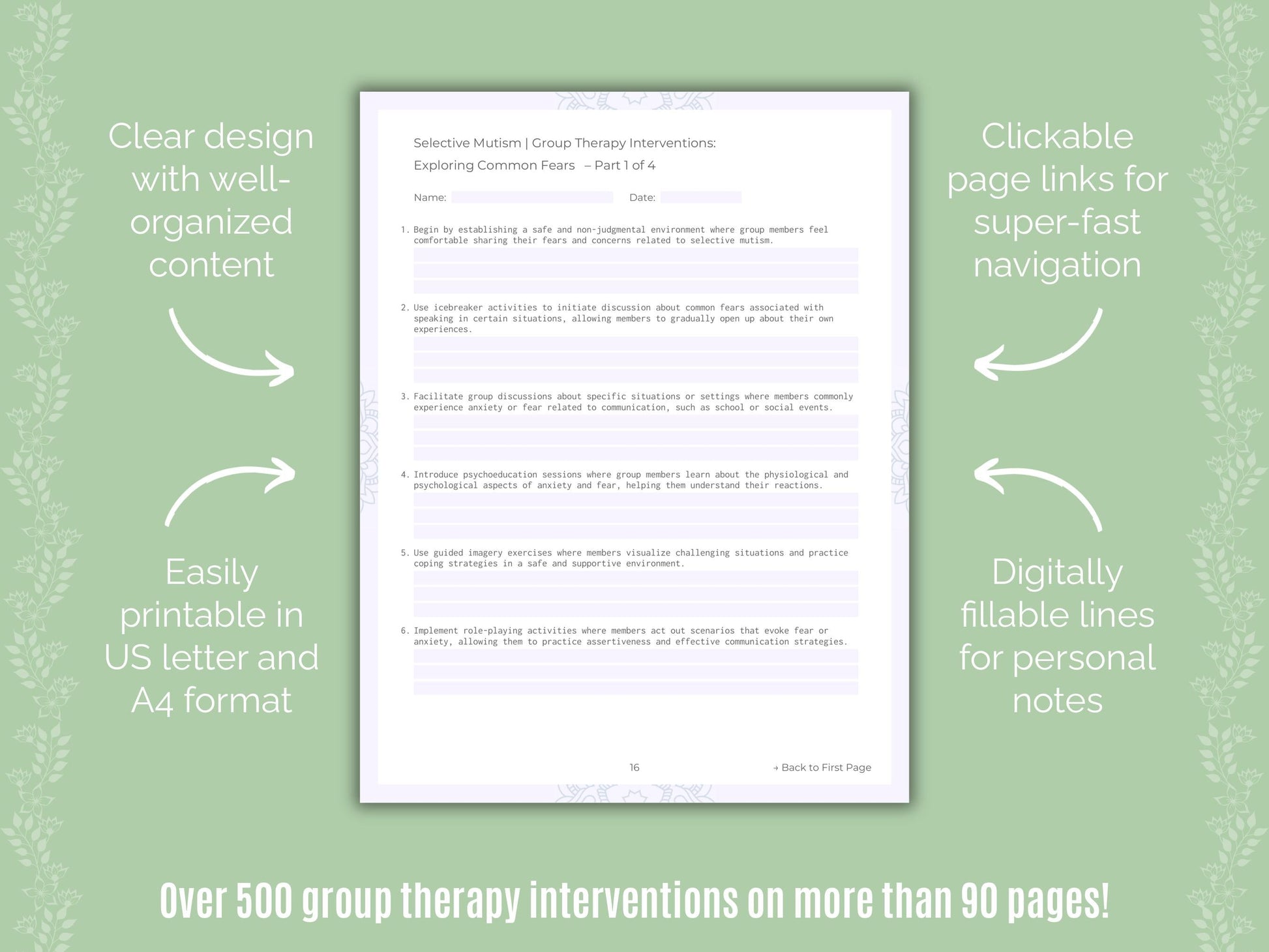 Selective Mutism Group Therapy Counseling Templates