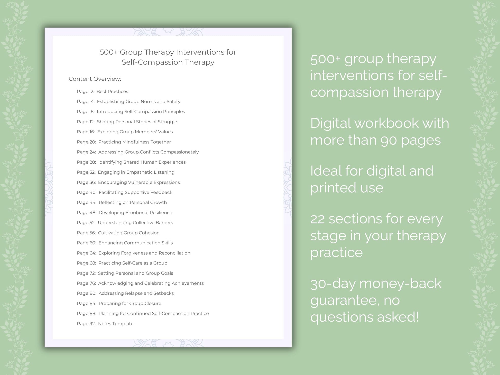 Self-Compassion Group Therapy Therapist Worksheets