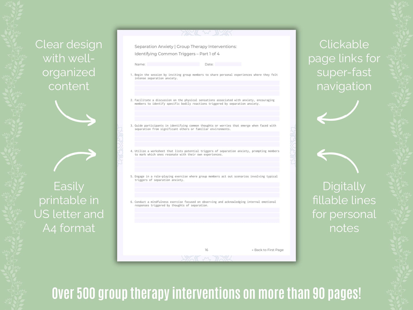 Separation Anxiety Group Therapy Counseling Templates