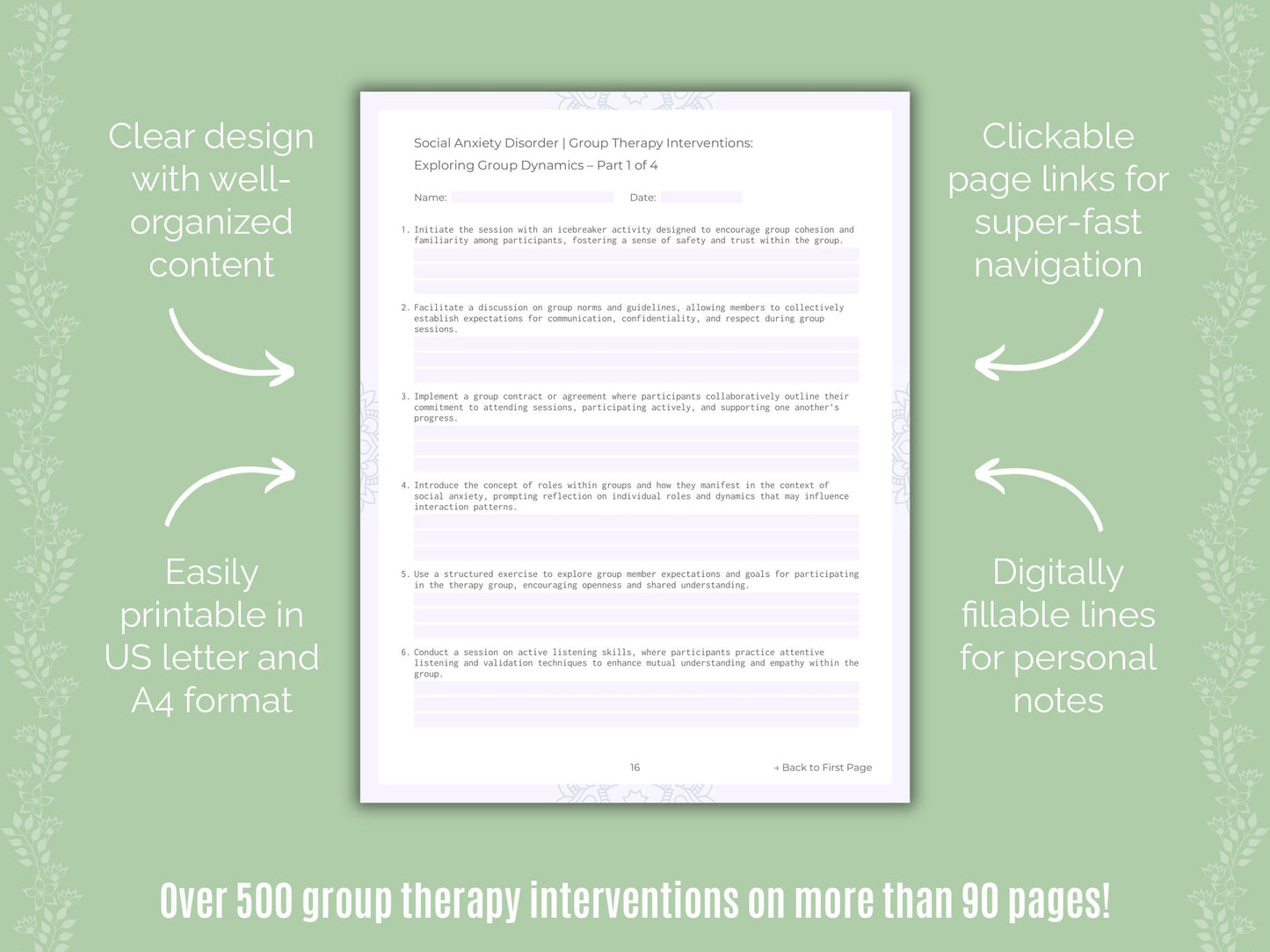 Social Anxiety Disorder Group Therapy Counseling Templates