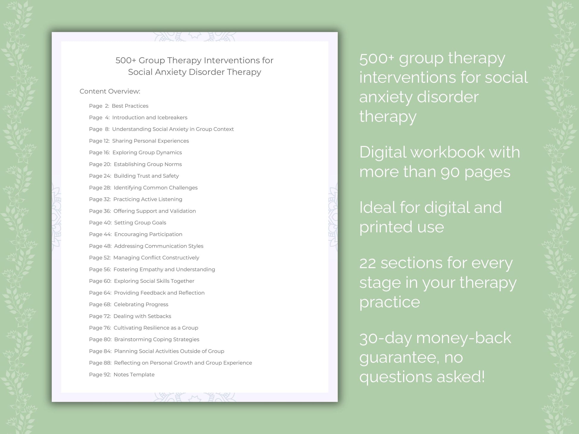 Social Anxiety Disorder Group Therapy Therapist Worksheets