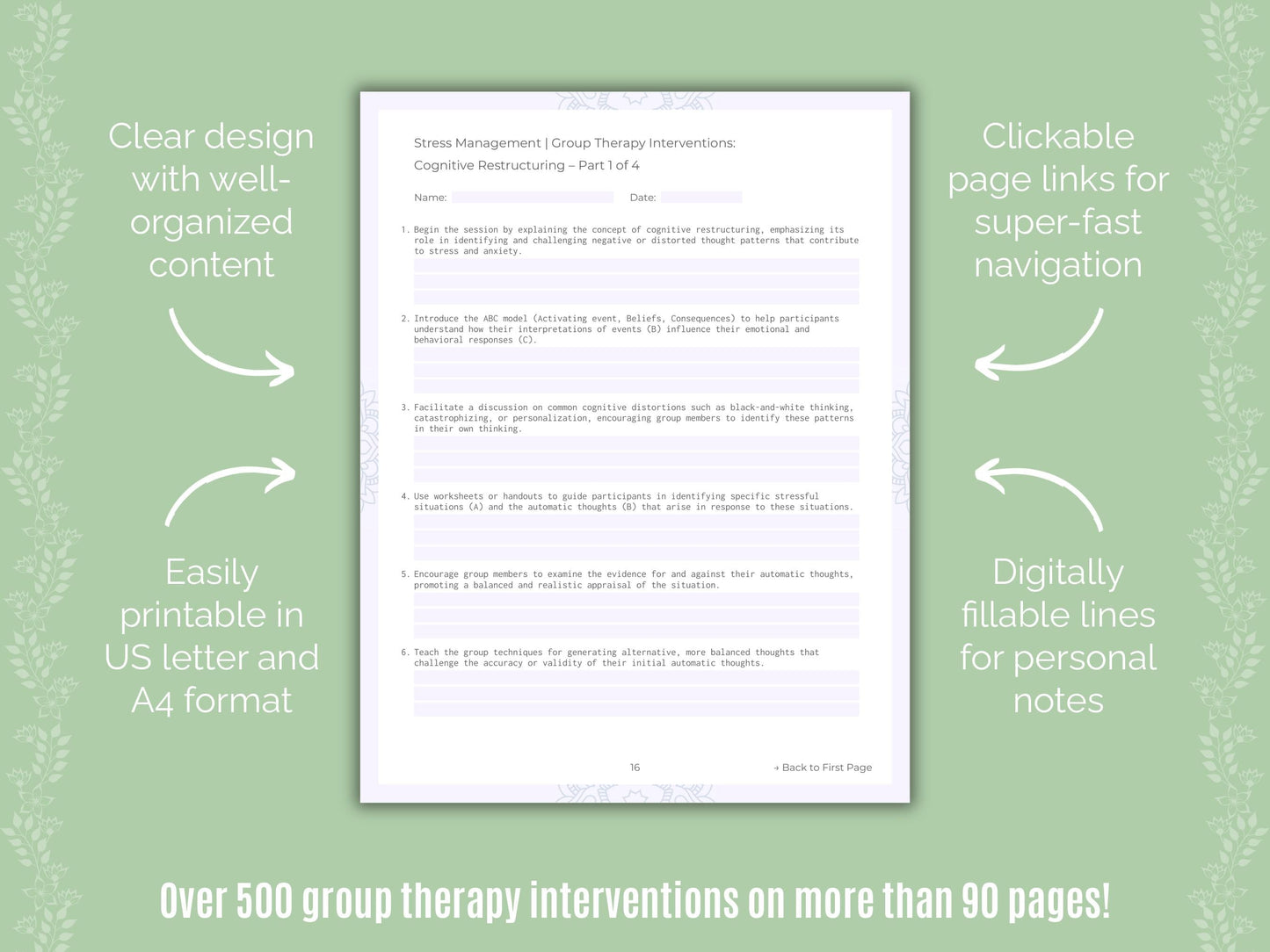 Stress Management Group Therapy Counseling Templates