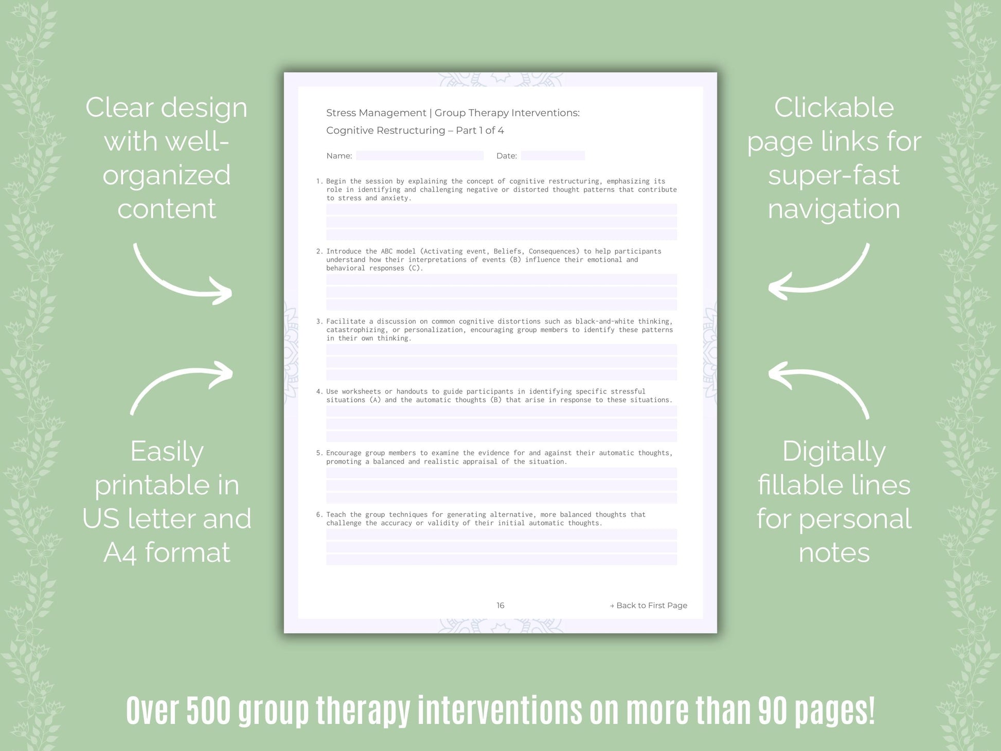 Stress Management Group Therapy Counseling Templates