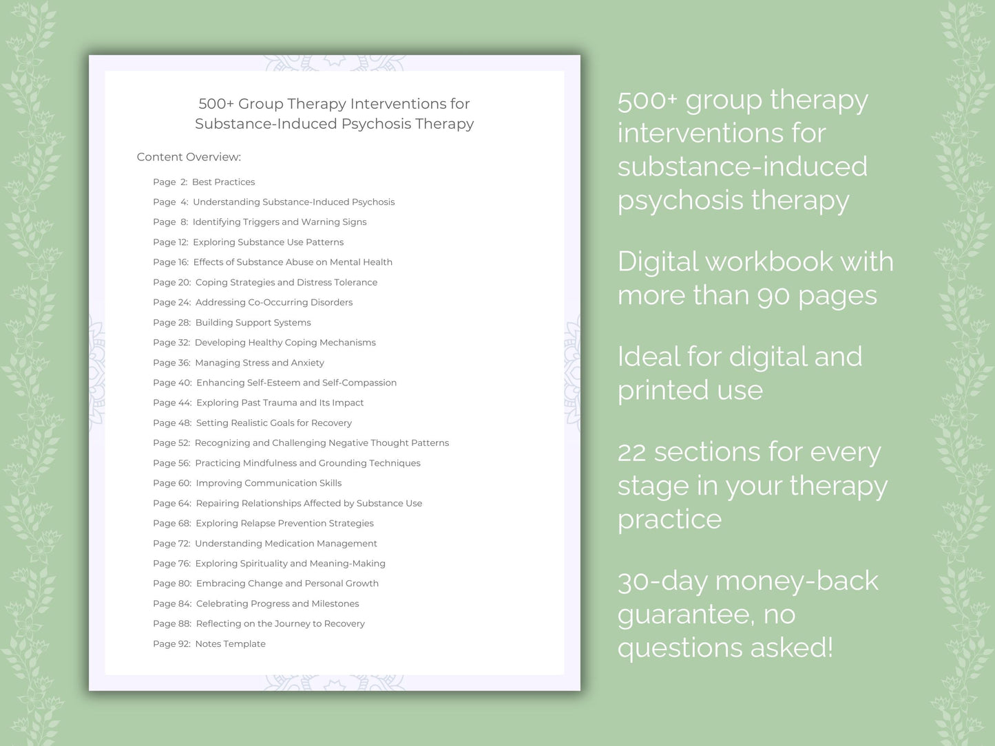 Substance-Induced Psychosis Group Therapy Therapist Worksheets