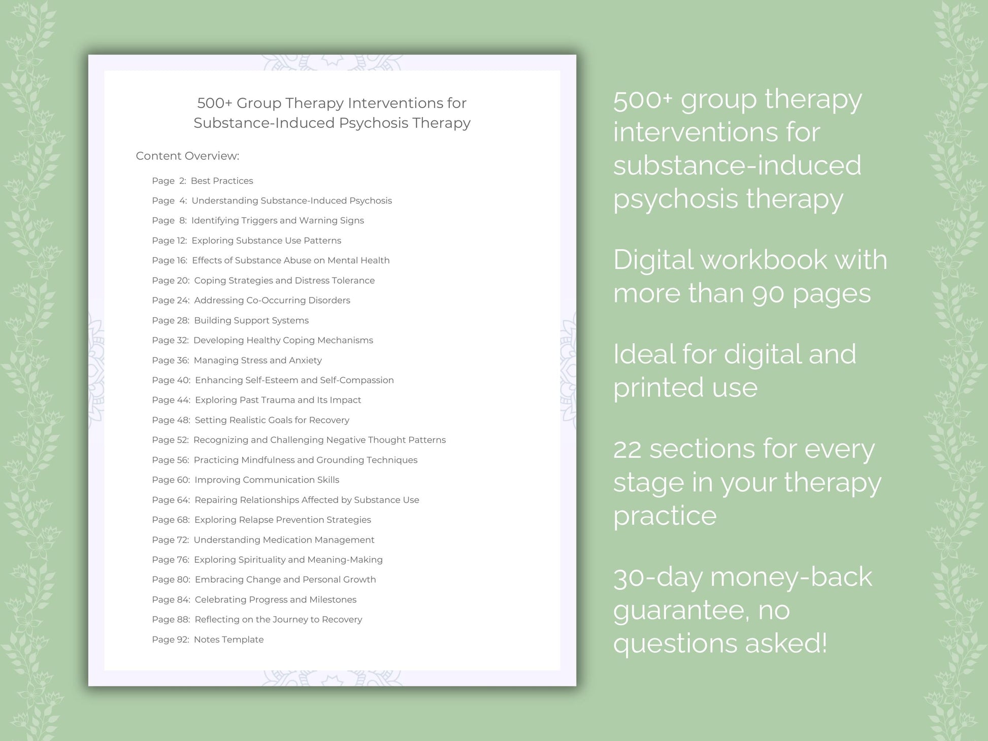 Substance-Induced Psychosis Group Therapy Therapist Worksheets