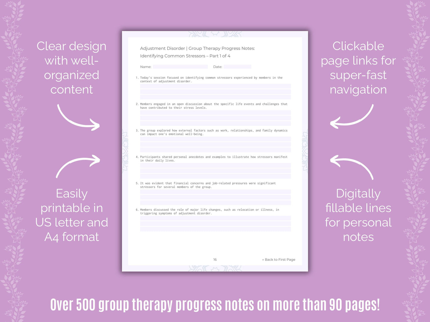 Adjustment Disorder Group Therapy Counseling Templates