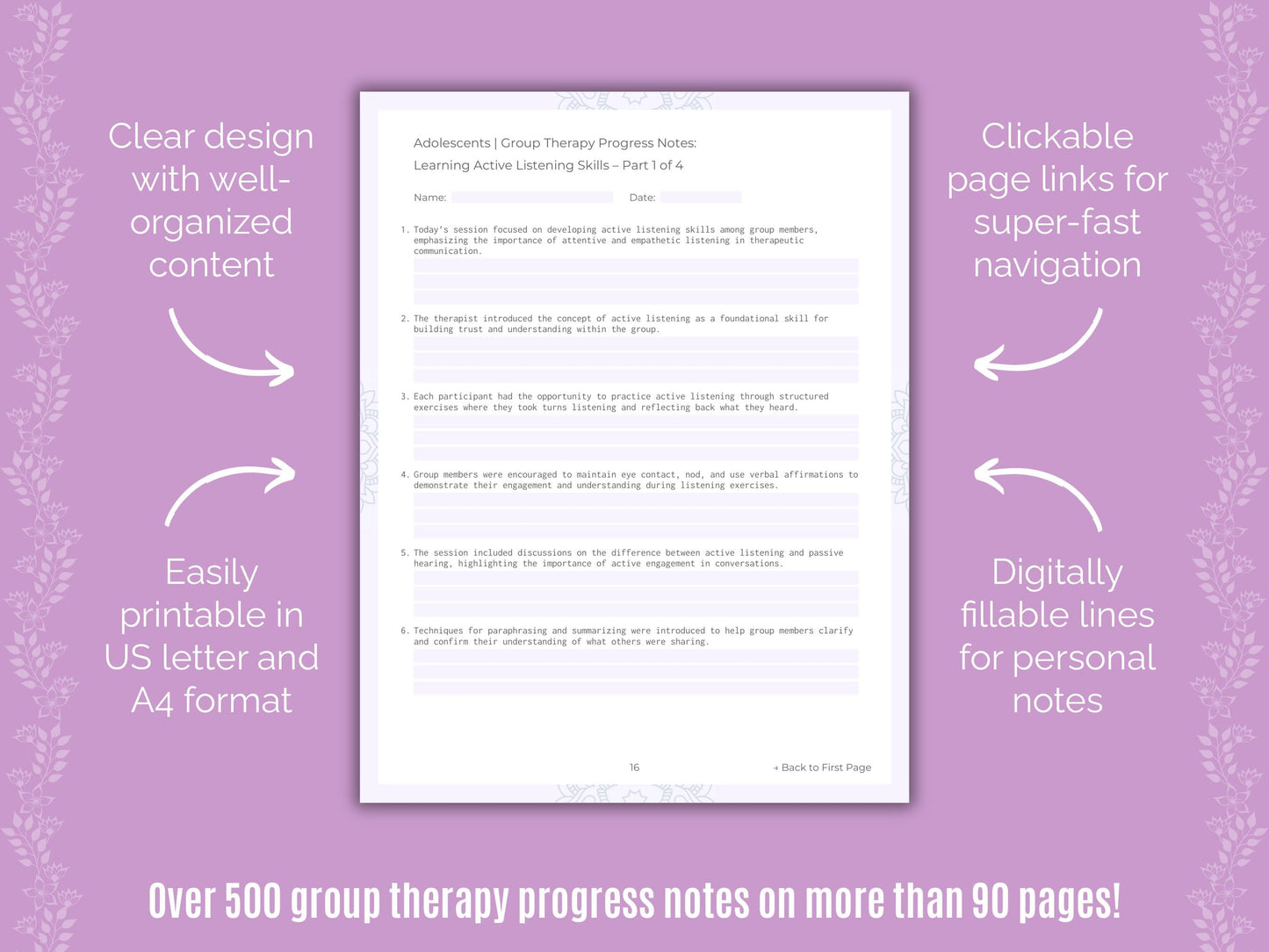 Adolescents Group Therapy Counseling Templates