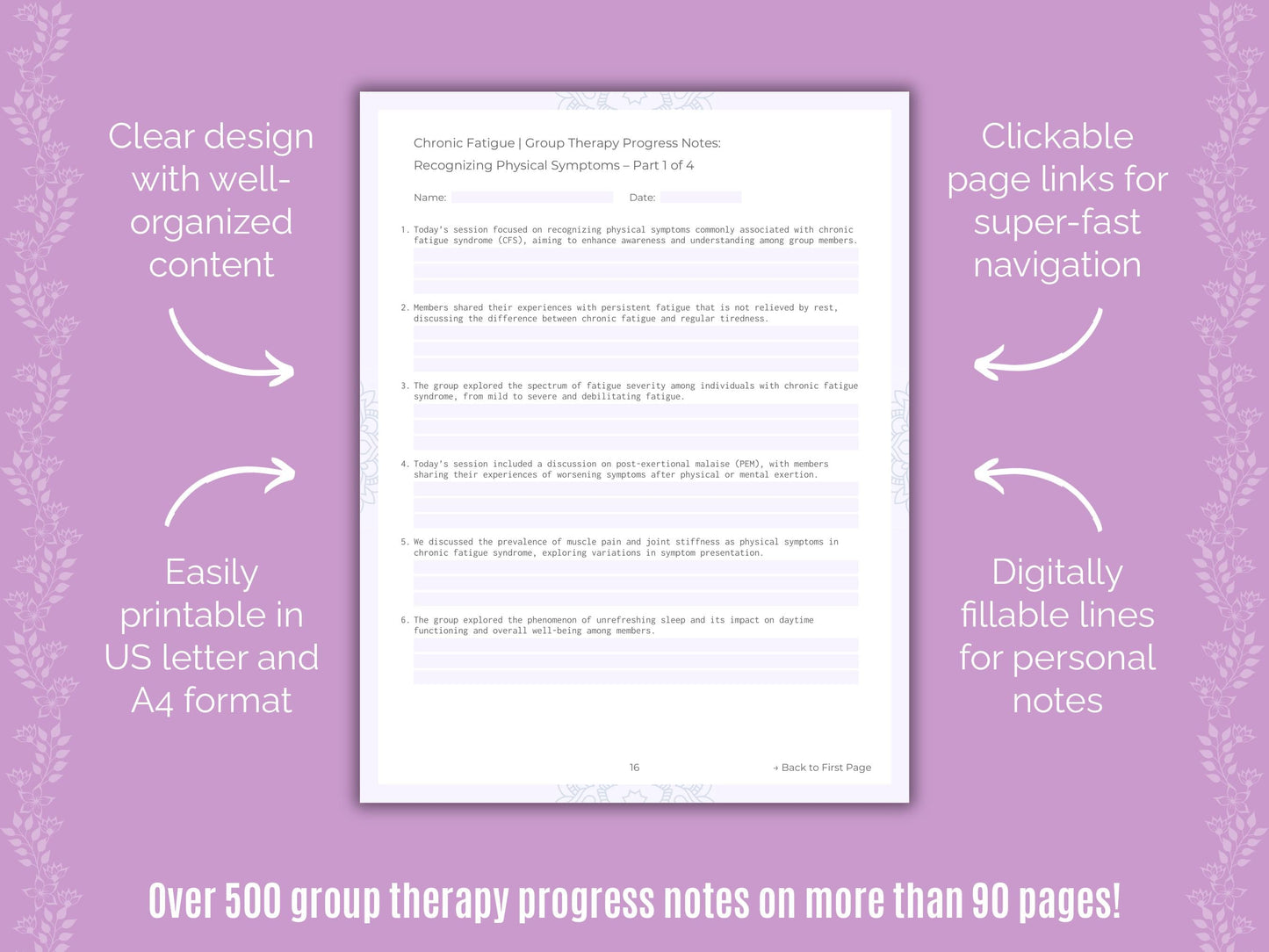 Chronic Fatigue Group Therapy Counseling Templates