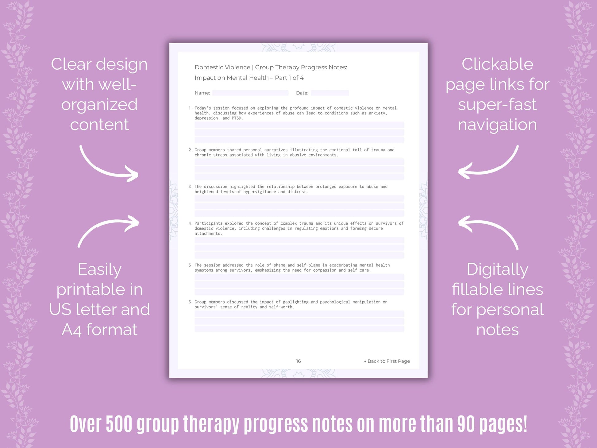 Domestic Violence Group Therapy Counseling Templates