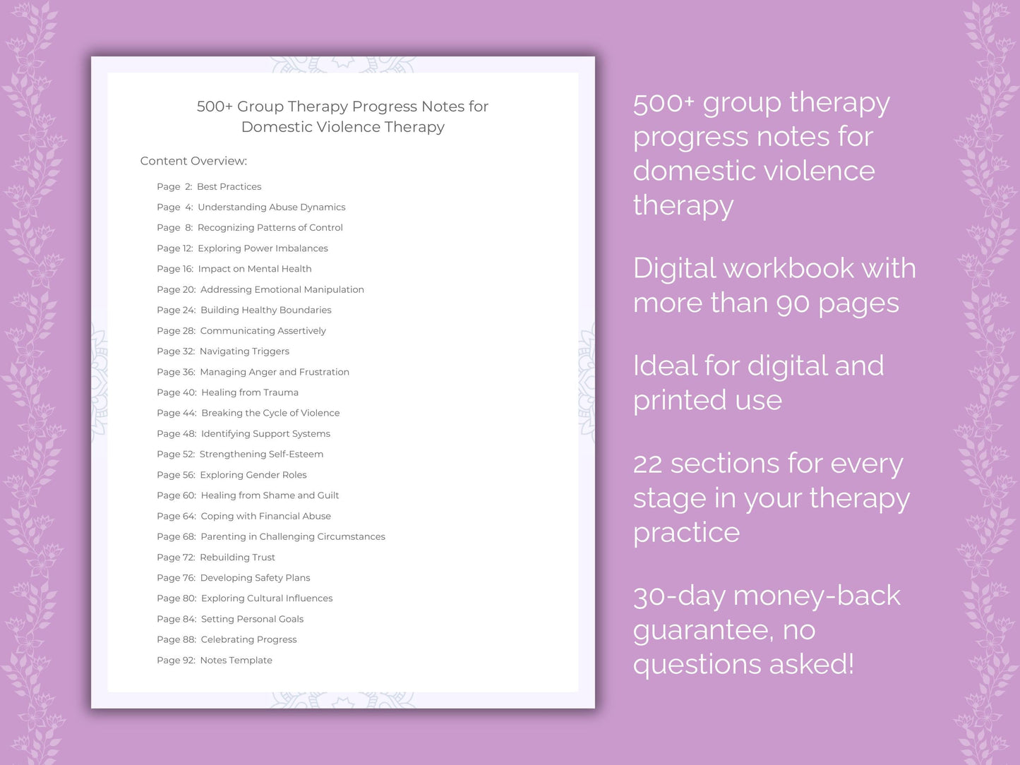 Domestic Violence Group Therapy Therapist Worksheets