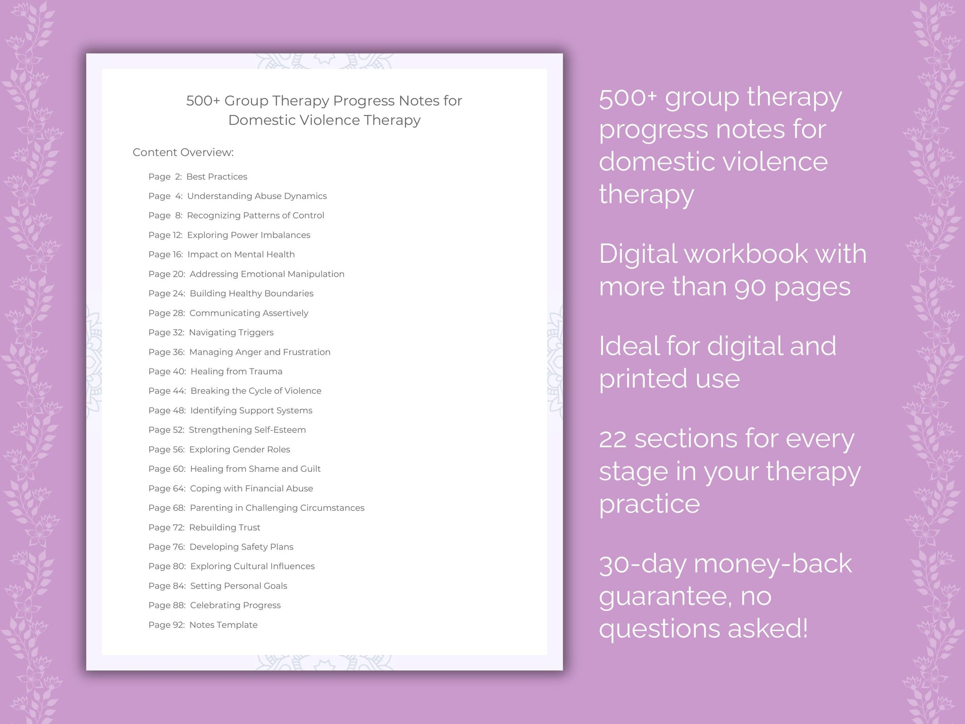 Domestic Violence Group Therapy Therapist Worksheets