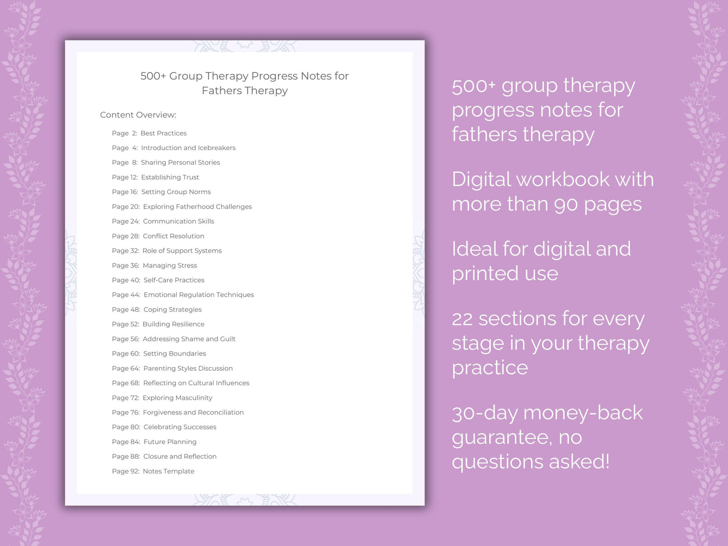 Fathers Group Therapy Therapist Worksheets