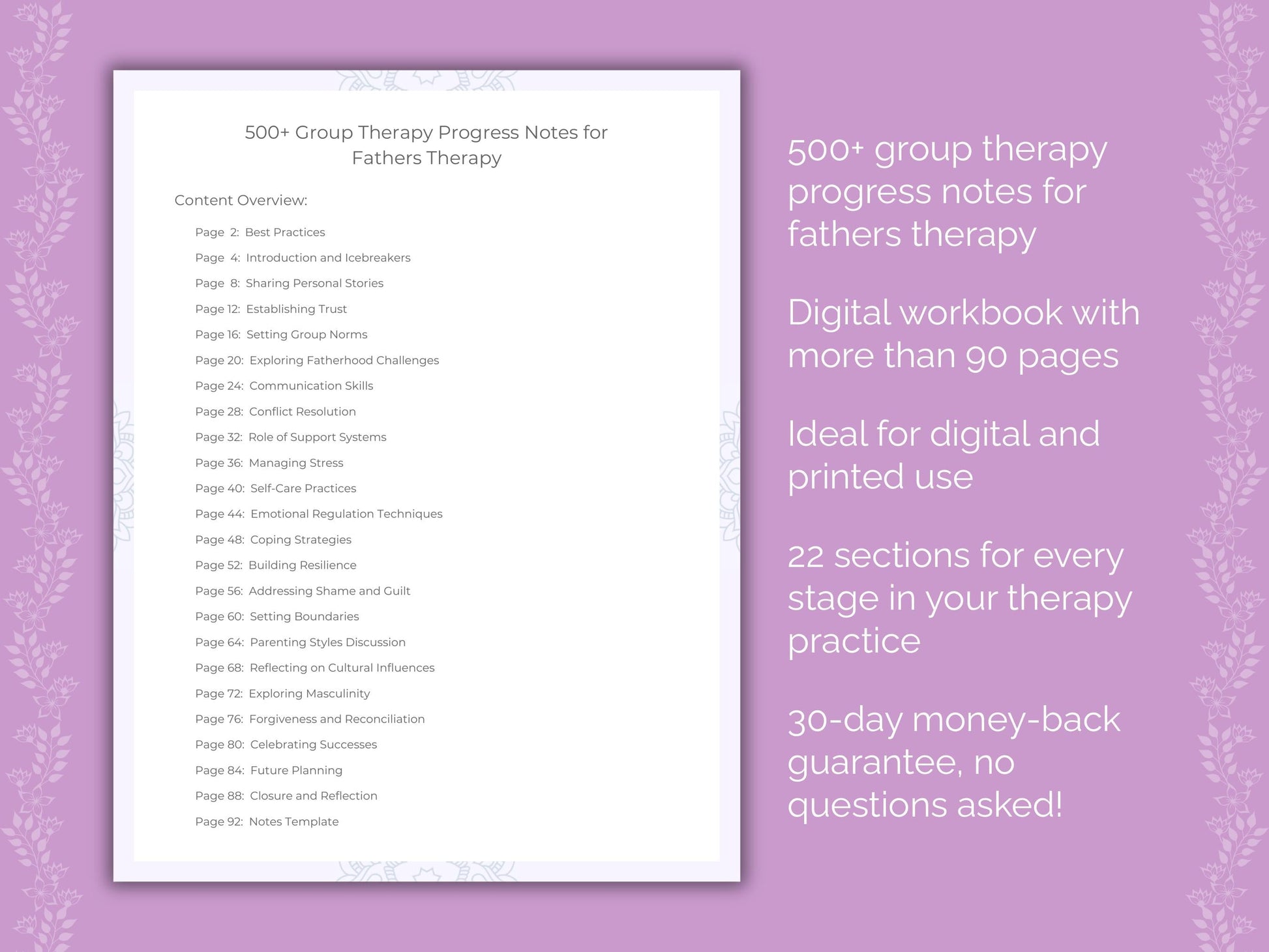 Fathers Group Therapy Therapist Worksheets