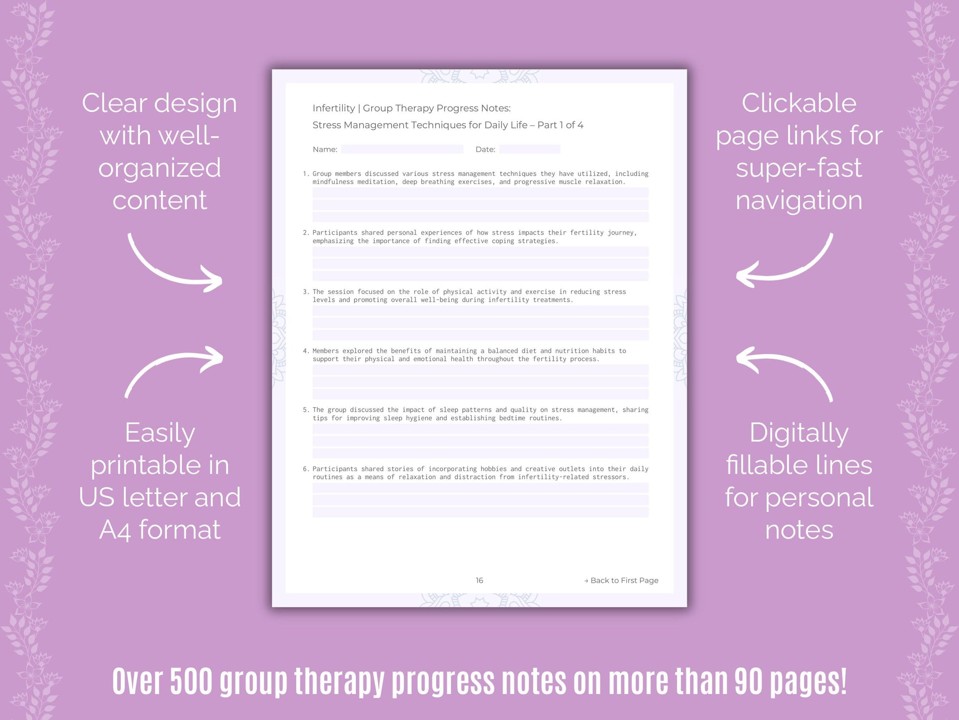 Infertility Group Therapy Counseling Templates