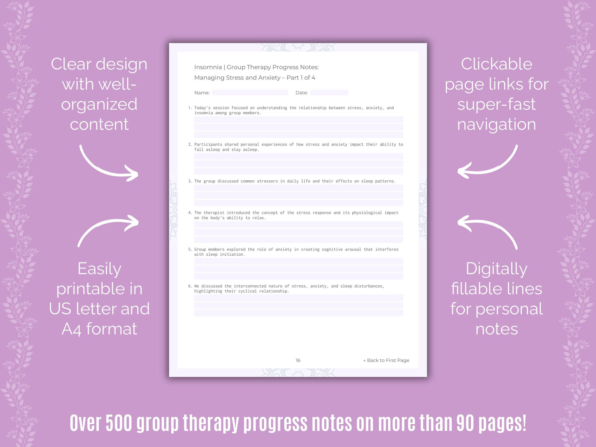 Insomnia Group Therapy Counseling Templates