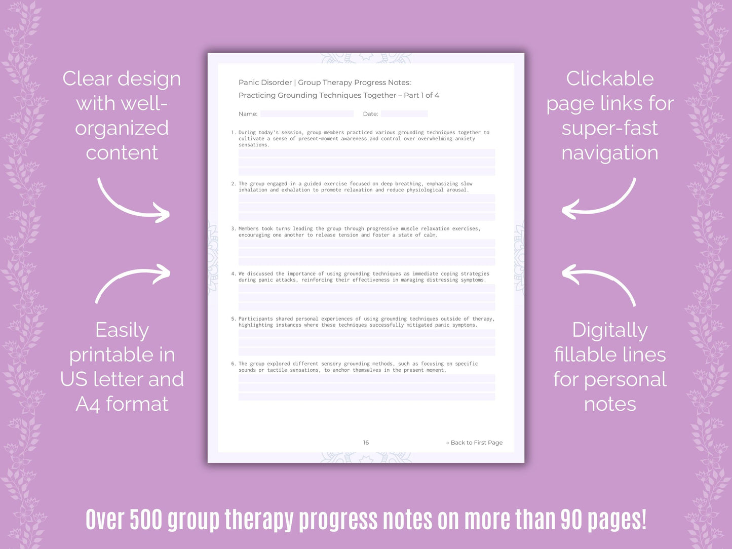Panic Disorder Group Therapy Counseling Templates