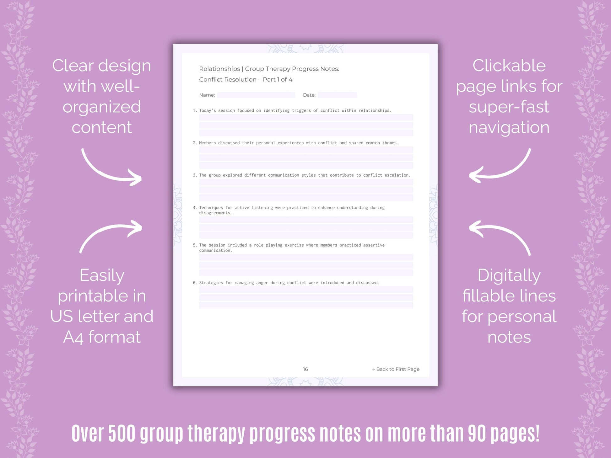 Relationships Group Therapy Counseling Templates