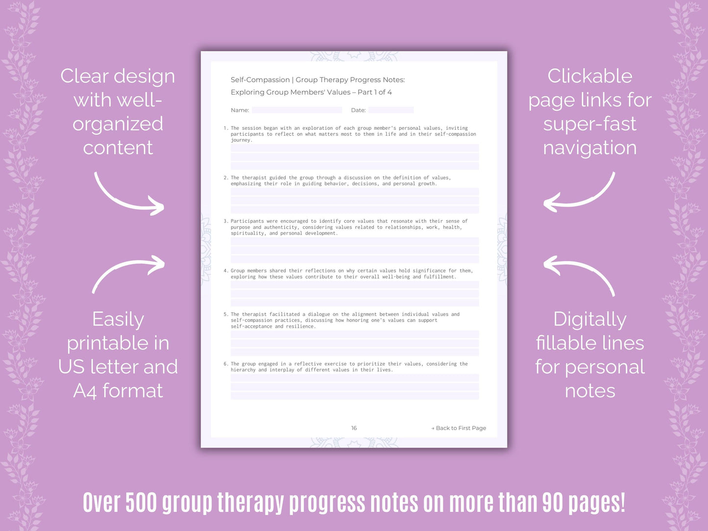 Self-Compassion Group Therapy Counseling Templates