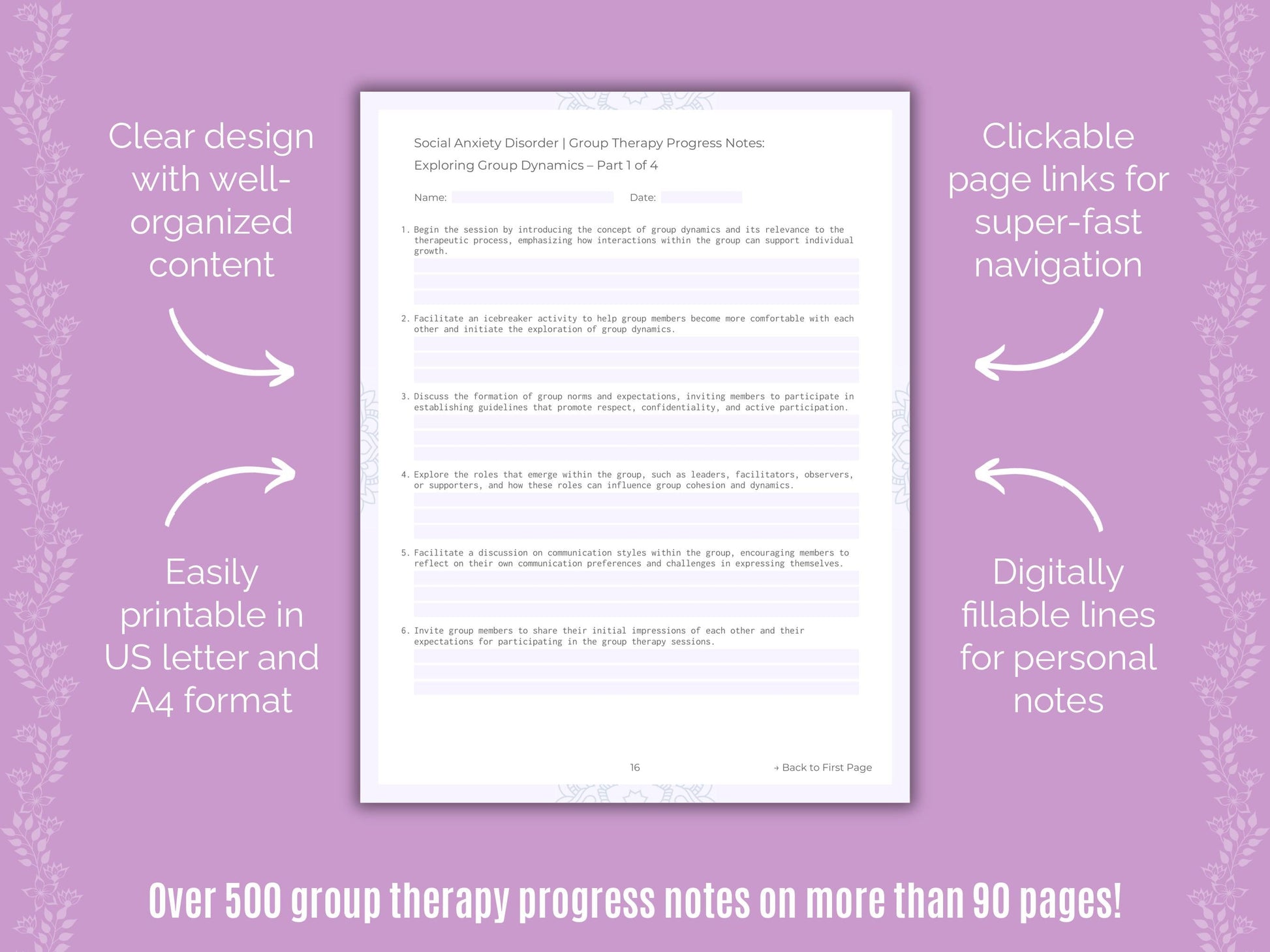 Social Anxiety Disorder Group Therapy Counseling Templates