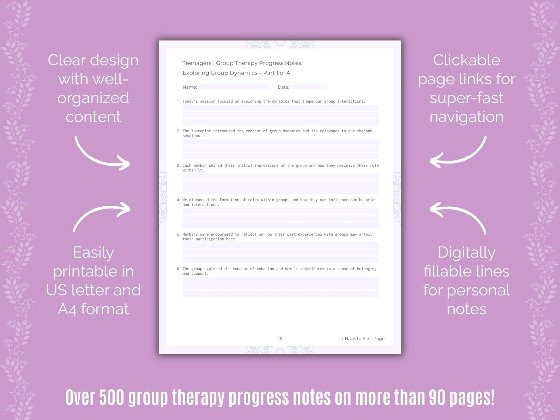 Teenagers Group Therapy Counseling Templates