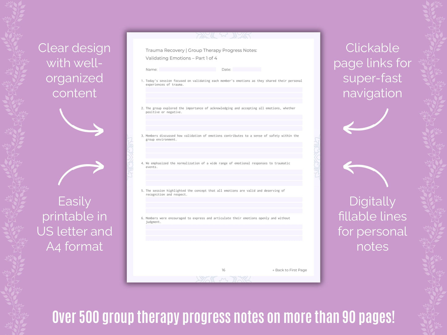 Trauma Recovery Group Therapy Counseling Templates