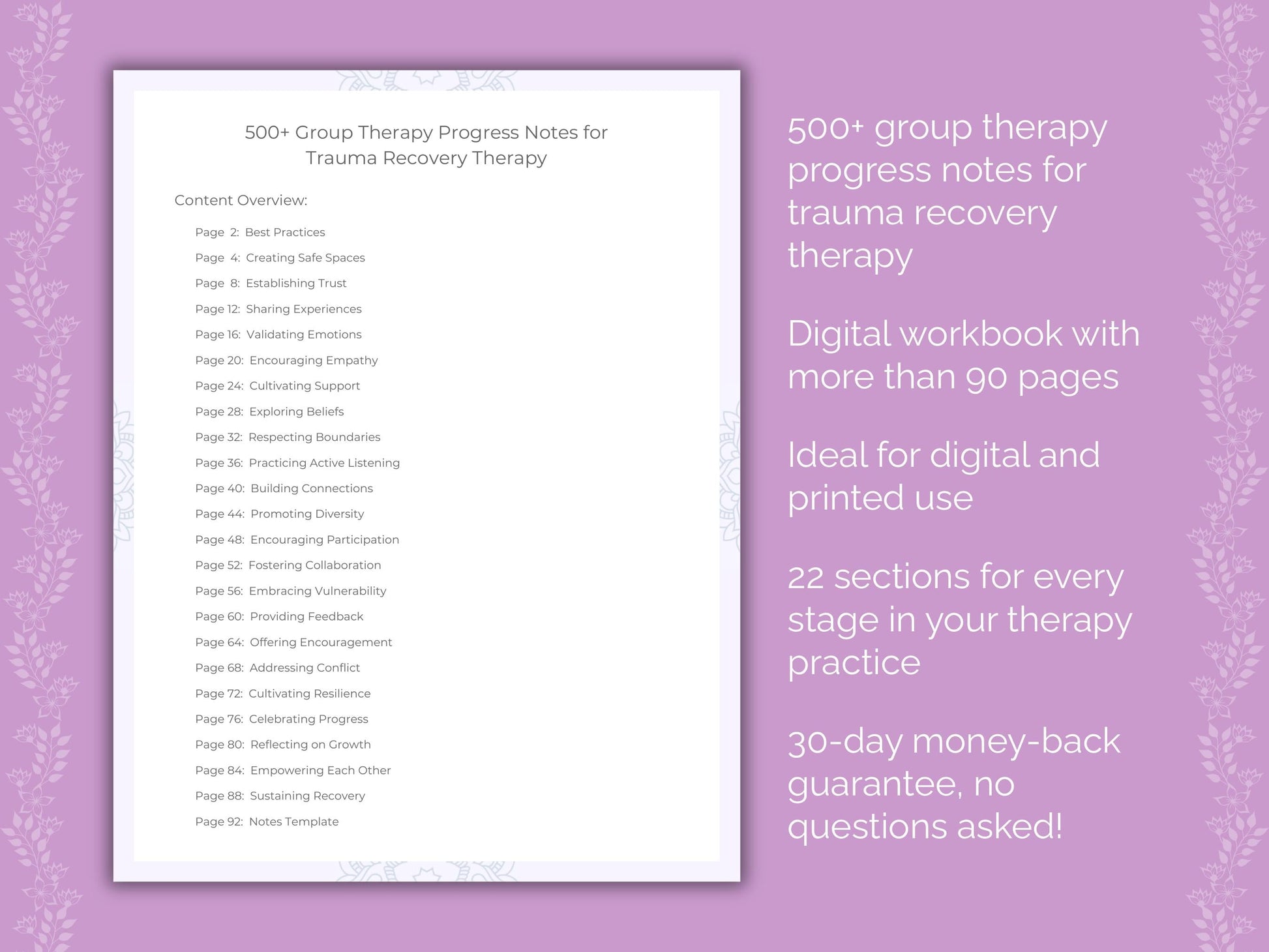 Trauma Recovery Group Therapy Therapist Worksheets