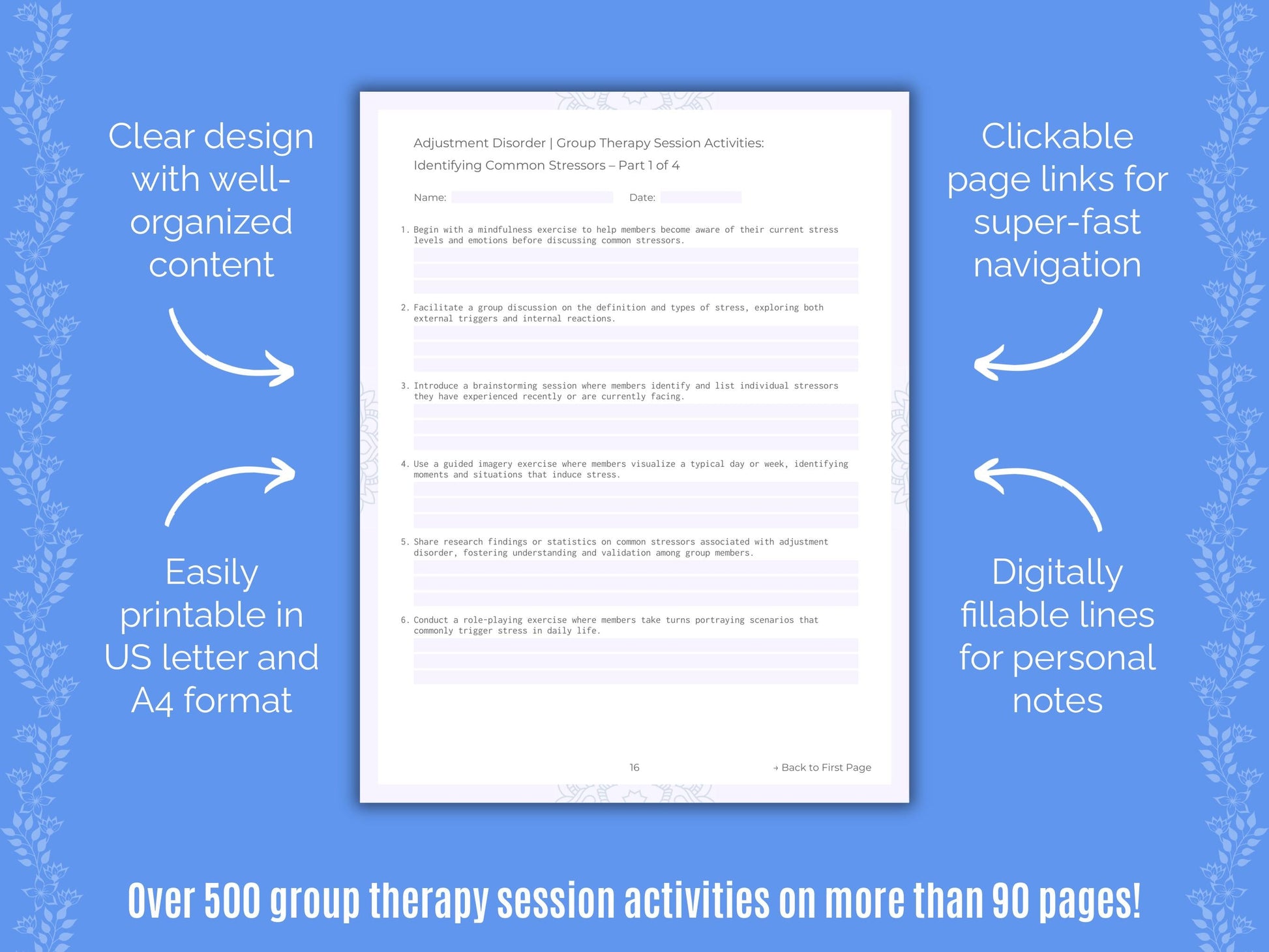 Adjustment Disorder Group Therapy Counseling Templates