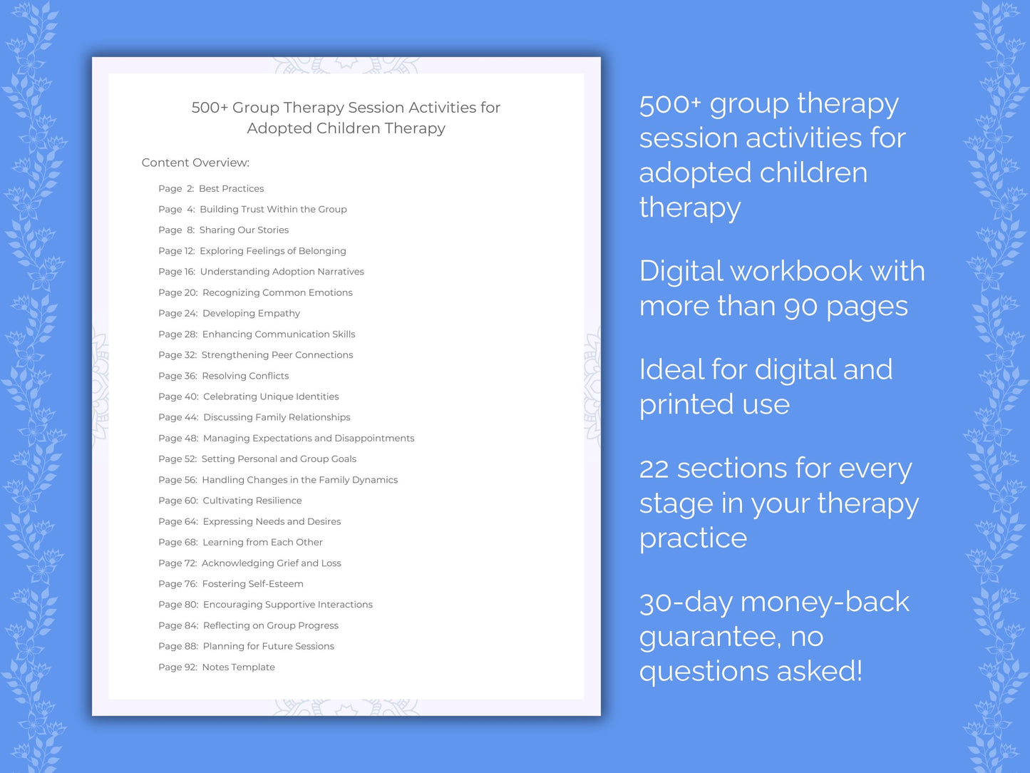 Adopted Children Group Therapy Therapist Worksheets