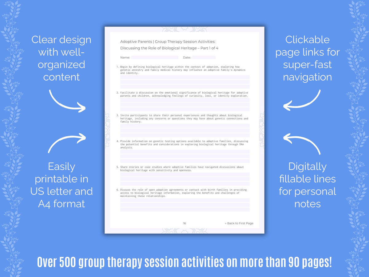 Adoptive Parents Group Therapy Counseling Templates