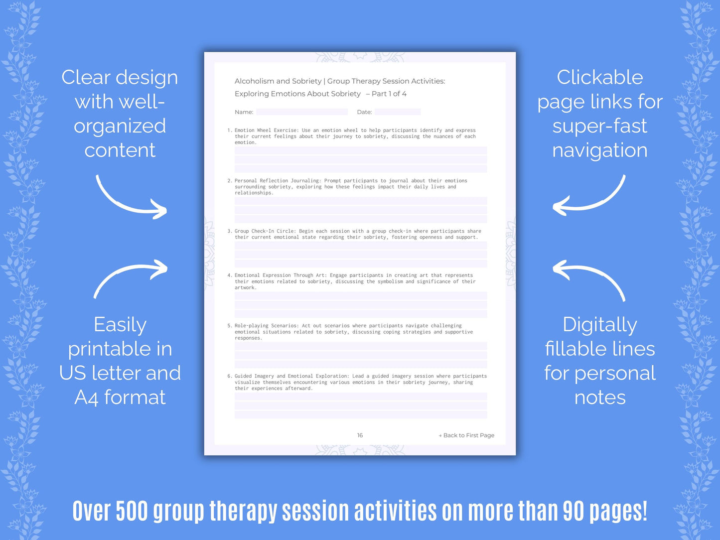 Alcoholism and Sobriety Group Therapy Counseling Templates