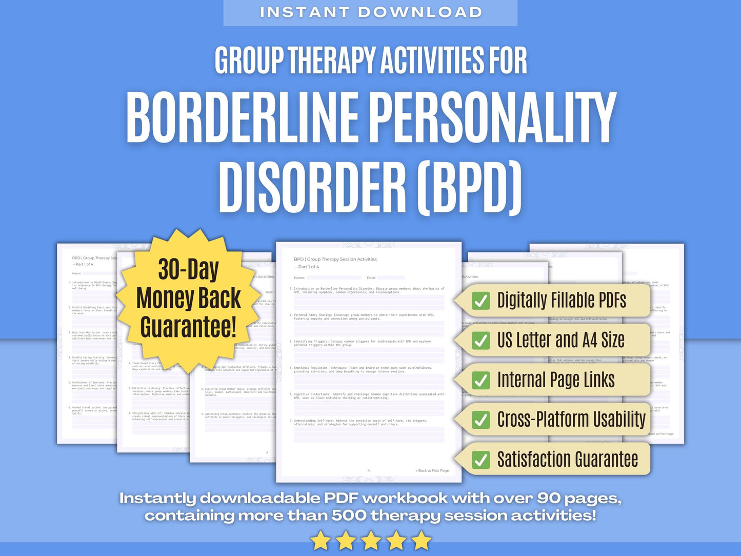 Borderline Personality Disorder (BPD) Group Therapy Psychology Workbooks