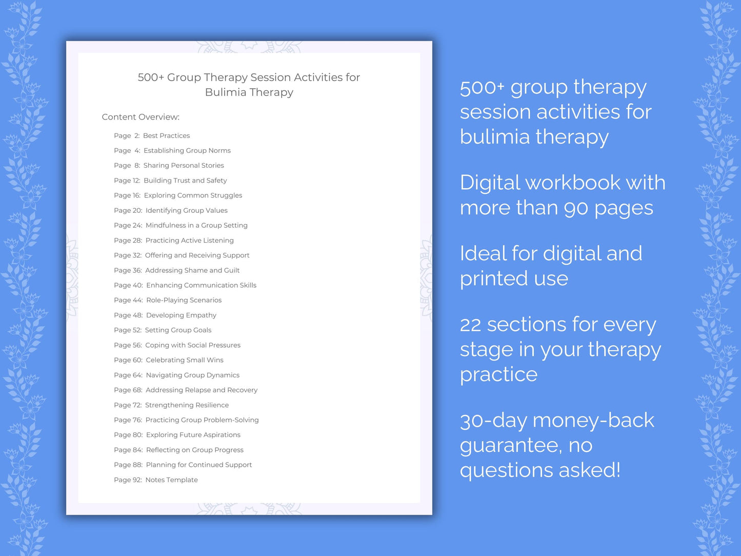 Bulimia Group Therapy Therapist Worksheets