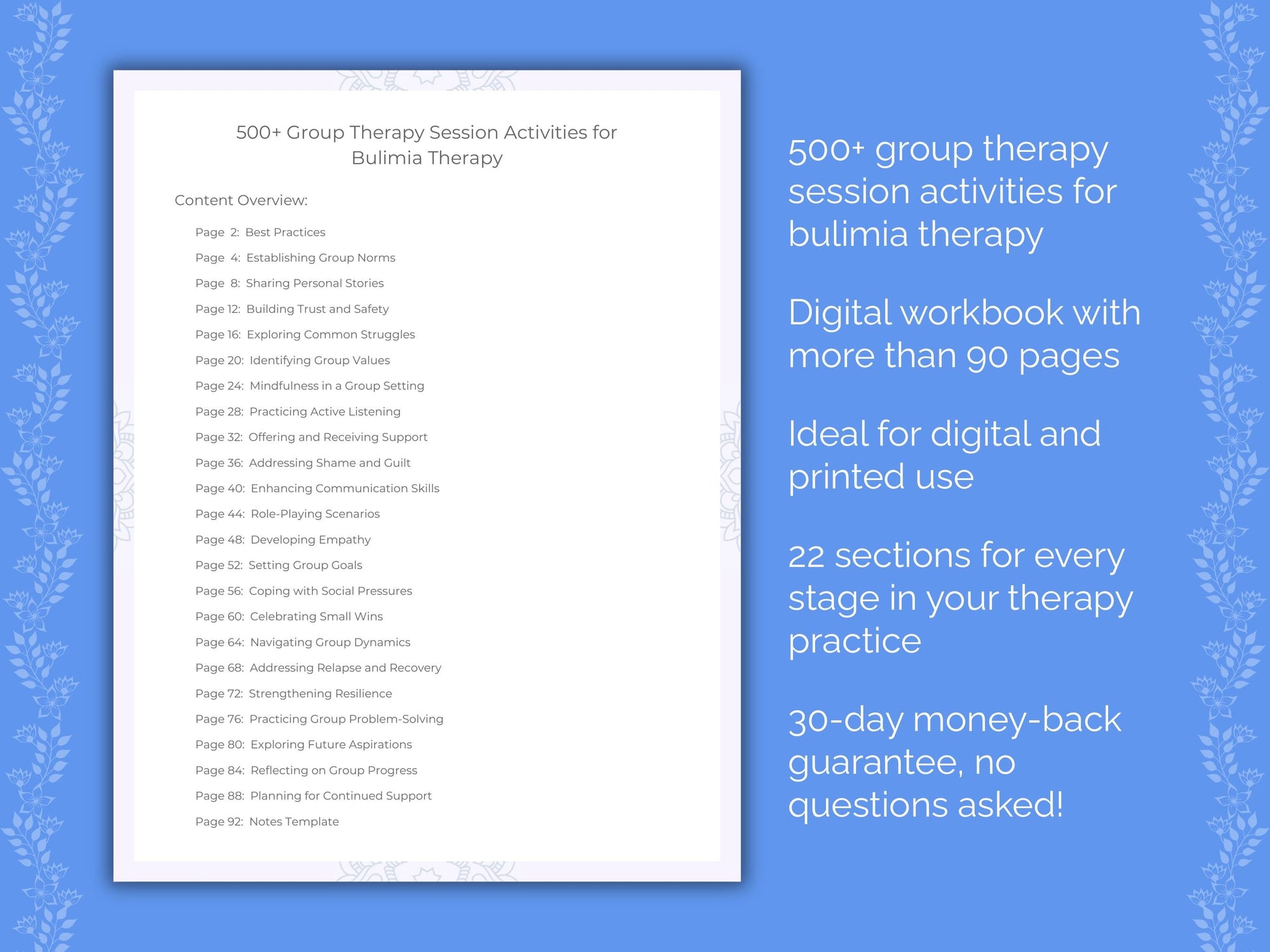 Bulimia Group Therapy Therapist Worksheets