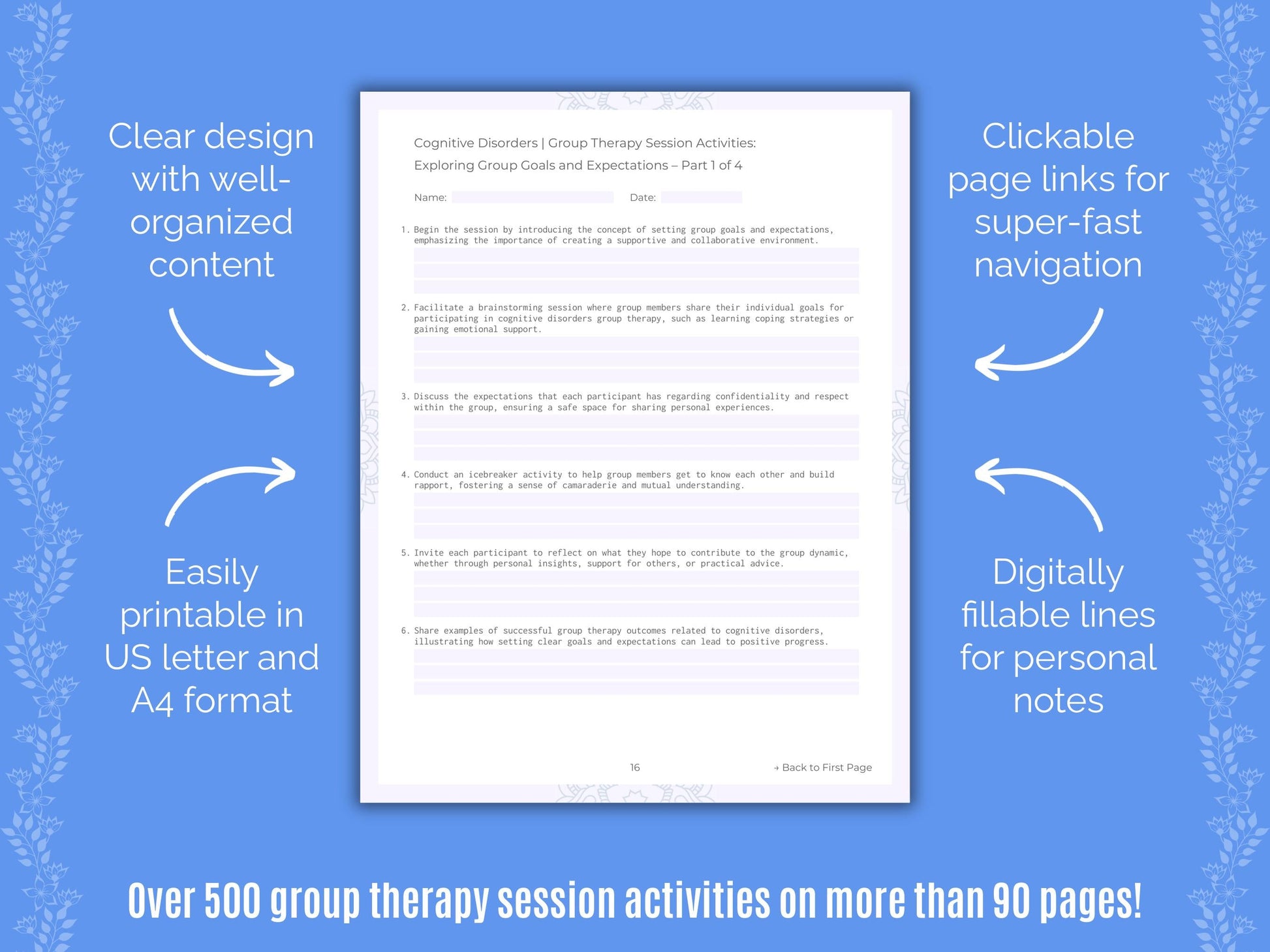 Cognitive Disorders Group Therapy Counseling Templates