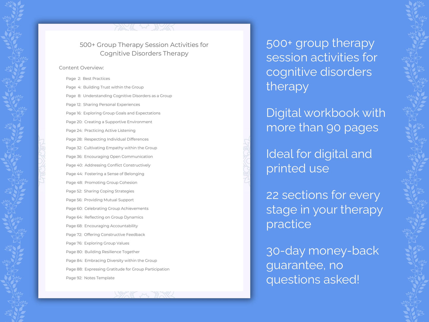 Cognitive Disorders Group Therapy Therapist Worksheets