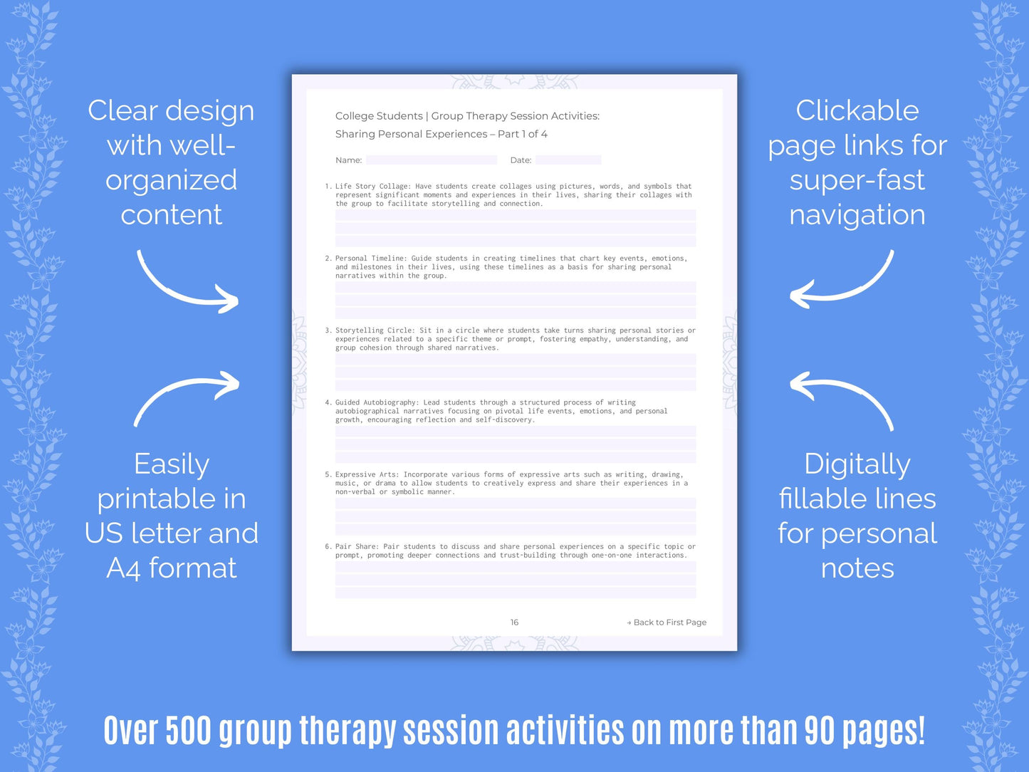 College Students Group Therapy Counseling Templates