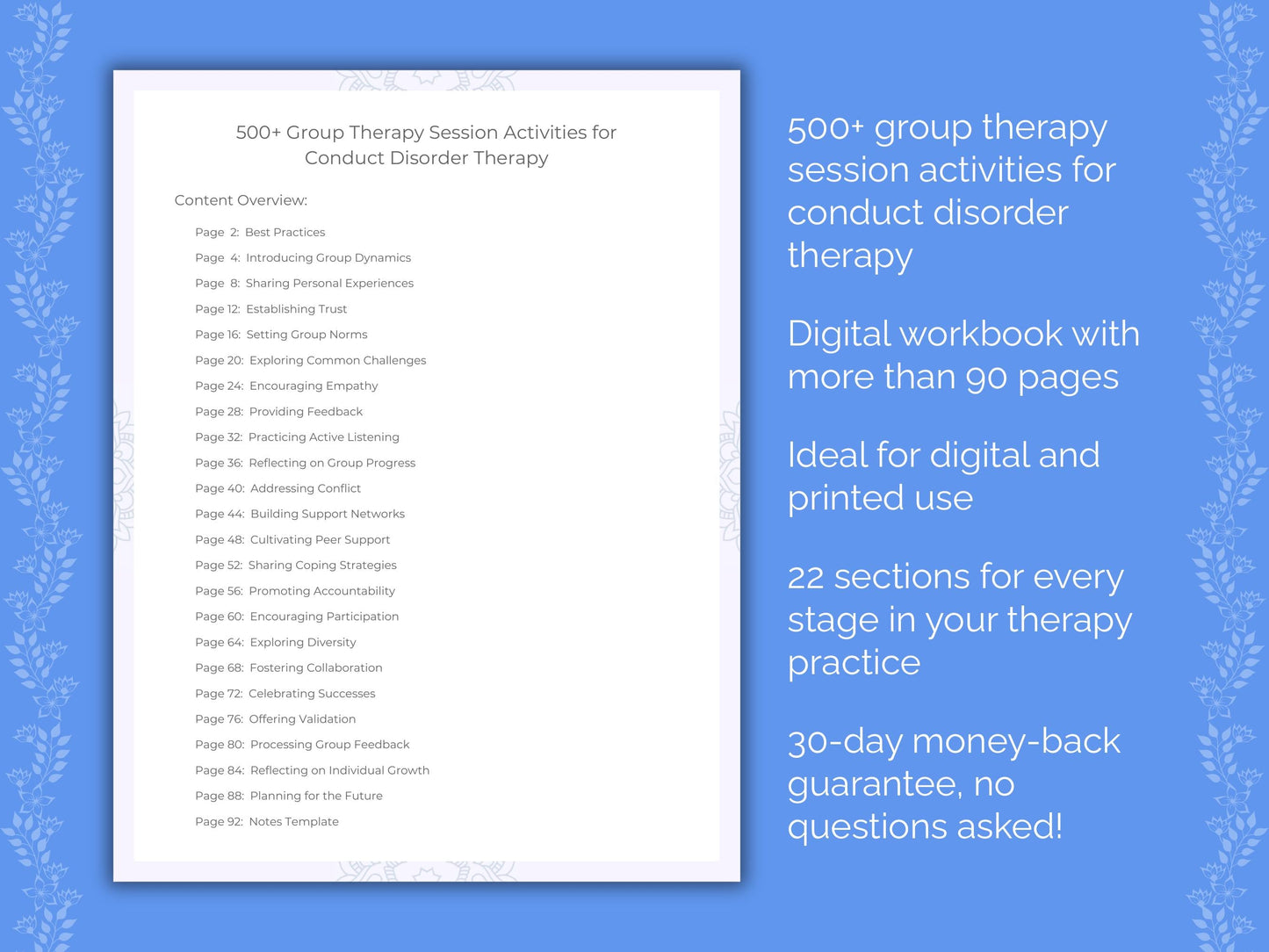 Conduct Disorder Group Therapy Therapist Worksheets