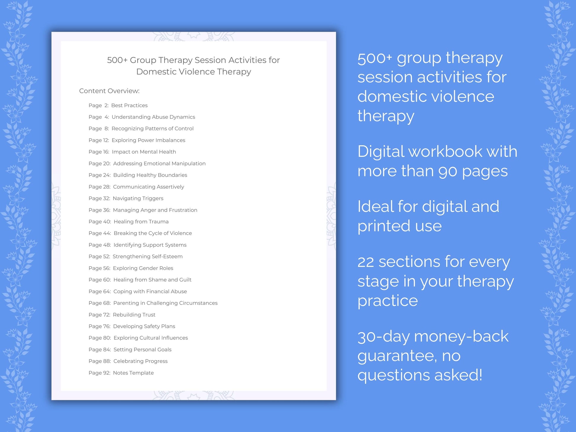 Domestic Violence Group Therapy Therapist Worksheets