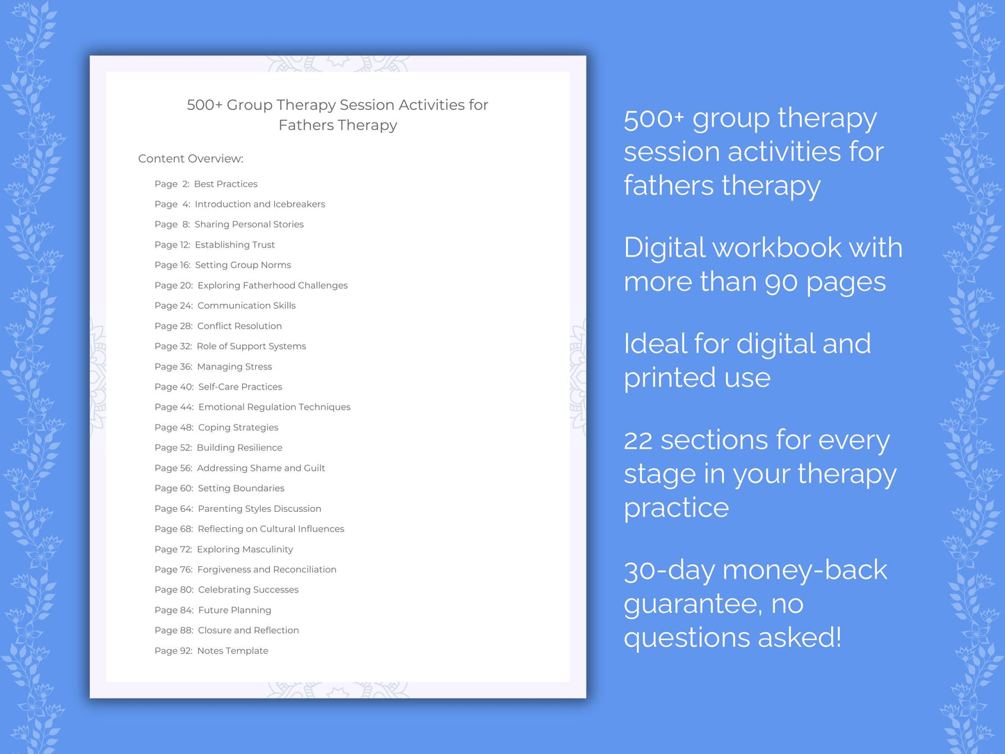 Fathers Group Therapy Therapist Worksheets