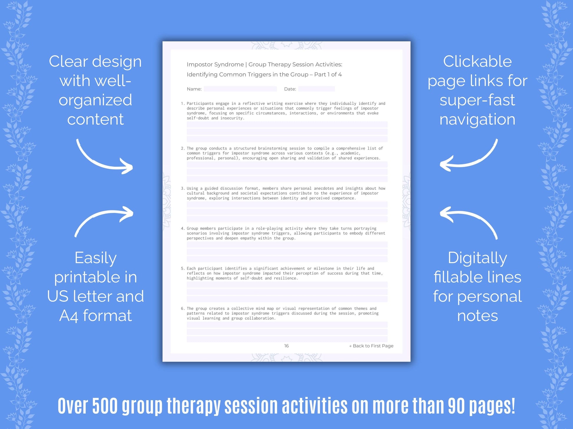 Impostor Syndrome Group Therapy Counseling Templates