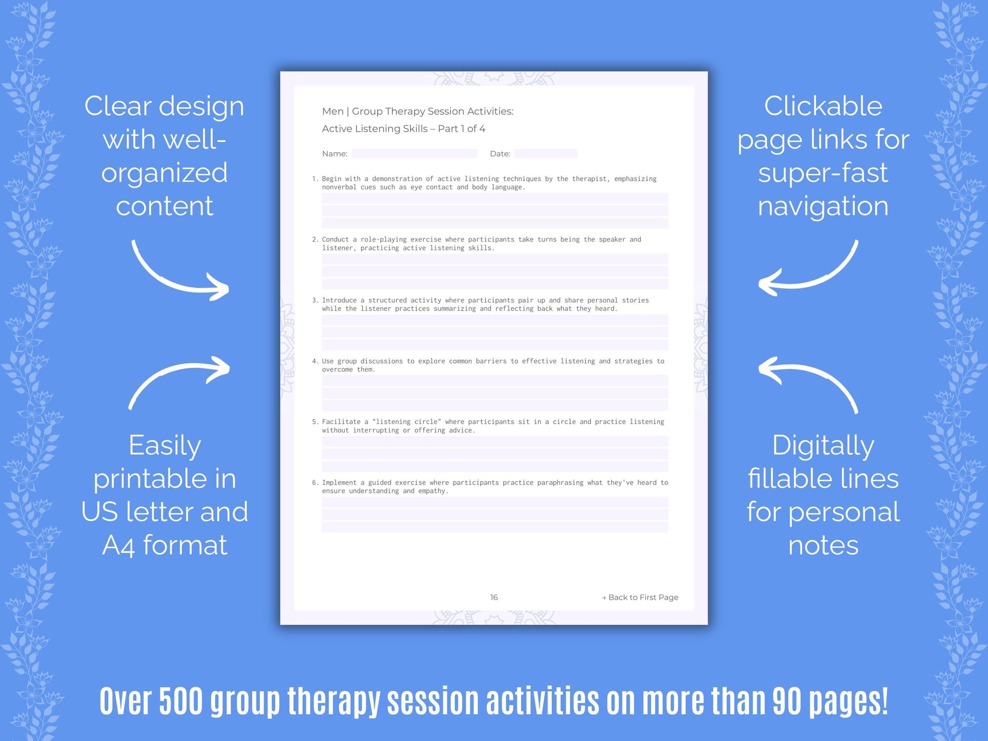 Men Group Therapy Counseling Templates