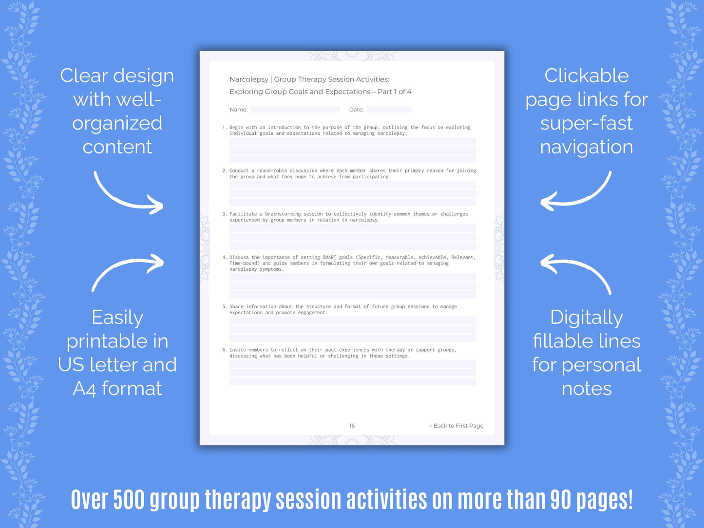 Narcolepsy Group Therapy Counseling Templates