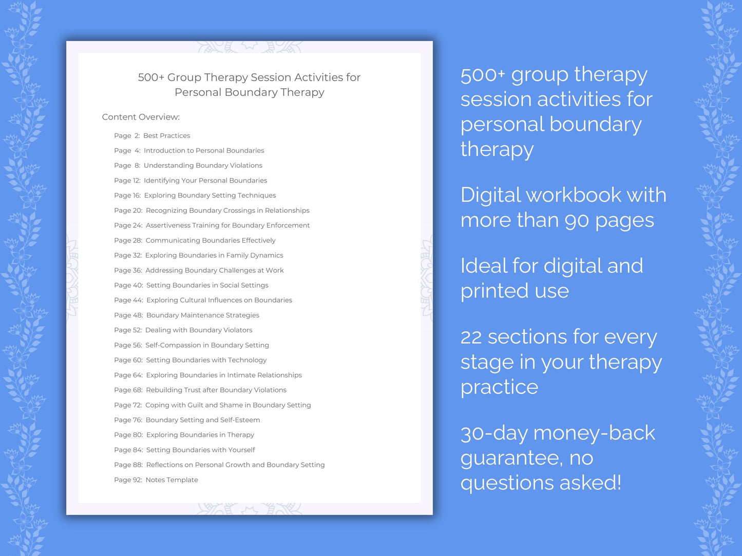 Personal Boundary Group Therapy Therapist Worksheets