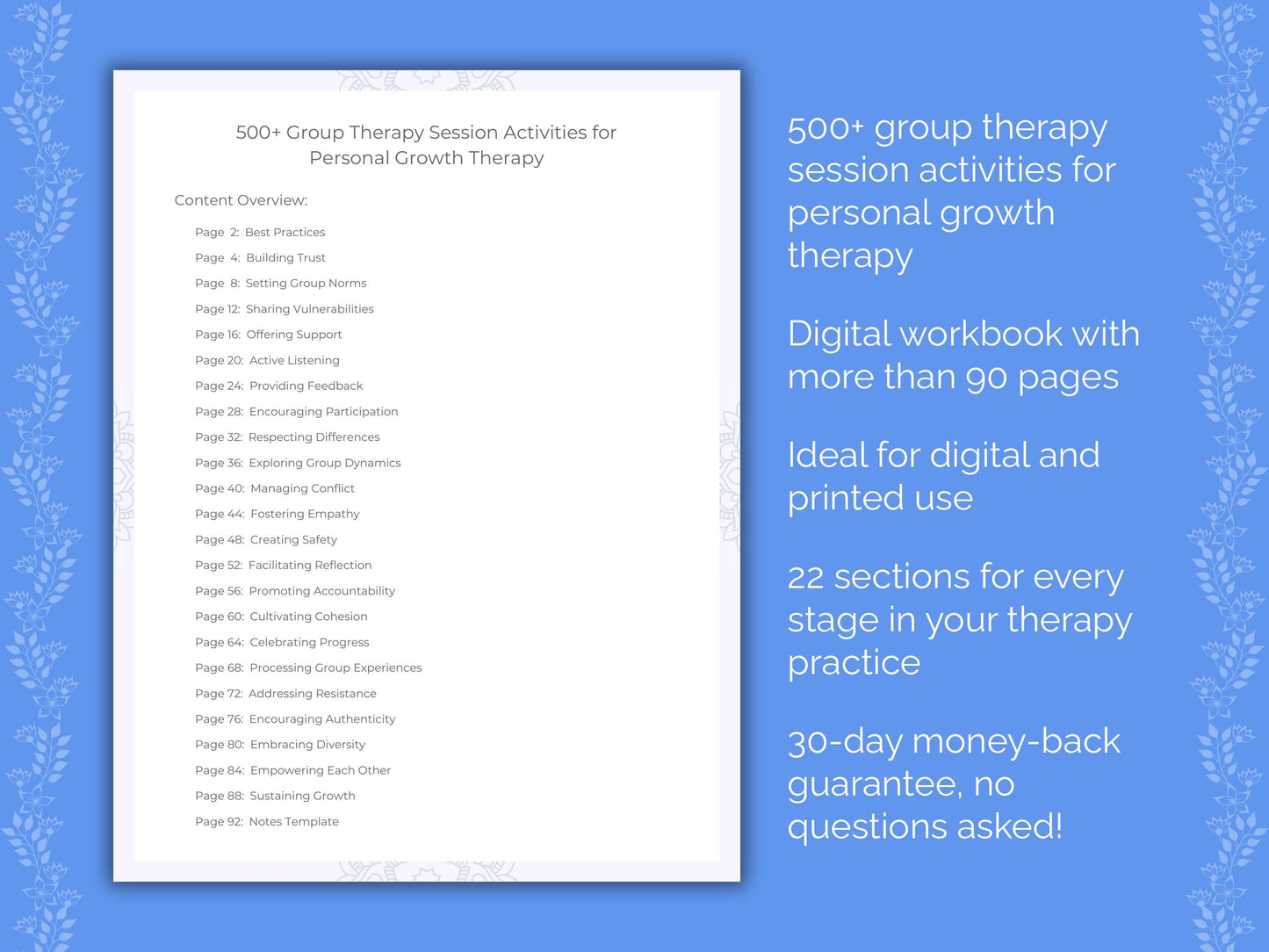 Personal Growth Group Therapy Therapist Worksheets