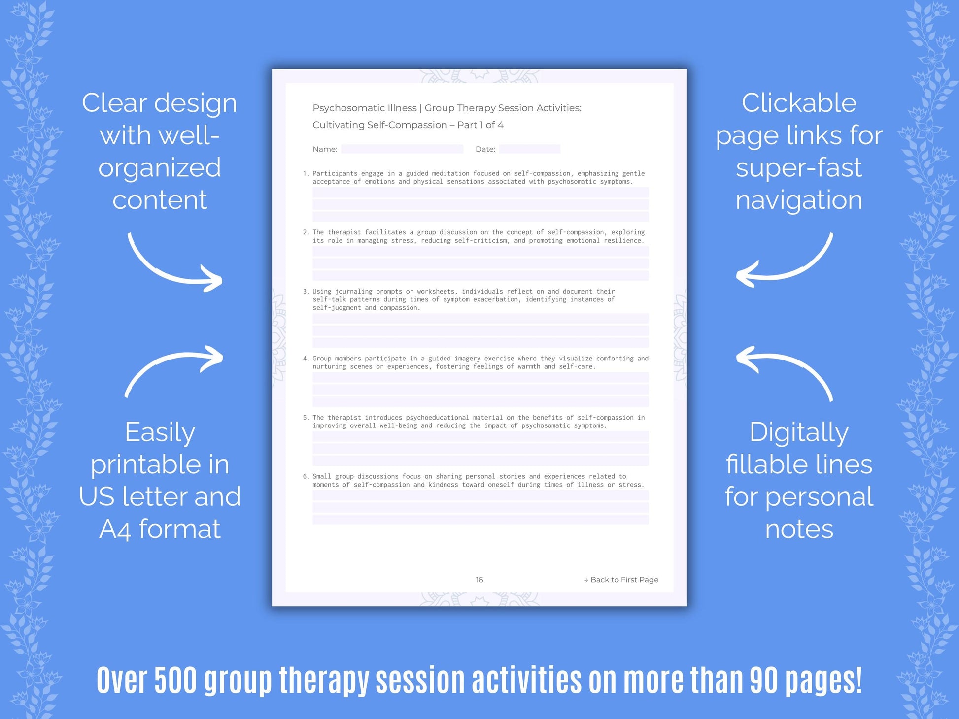 Psychosomatic Illness Group Therapy Counseling Templates