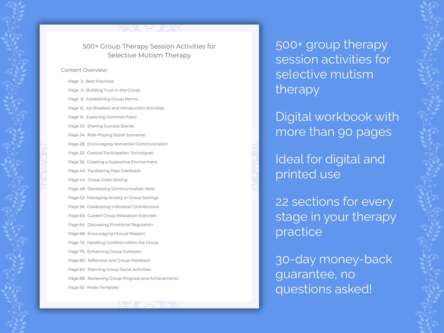 Selective Mutism Group Therapy Therapist Worksheets